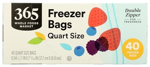365 by Whole Foods Market, Quart Size Freezer Bags, Double Zipper, 40 Count