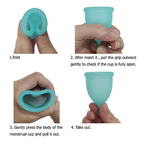 Croing 4pcs Menstrual Cup with 1 pc Sterilize Cup,Menstrual Cup Holder, Storing Period Cup(Blue and White)