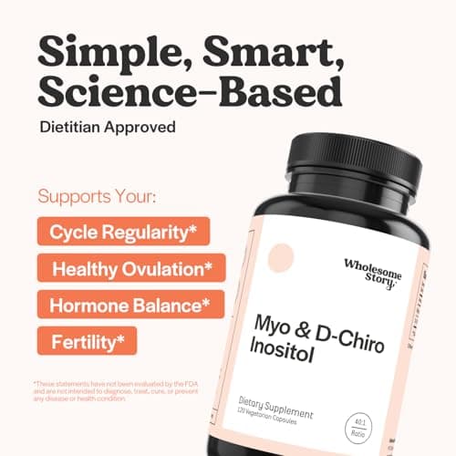 Wholesome Story Myo-Inositol & D-Chiro Inositol Supplement for Women | Fertility Supplements for Hormonal Balance & Ovarian Health Support | Myoinositol | Ideal 40:1 Ratio | 30 Servings