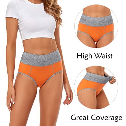 CULAYII High Waisted Underwear for Women Cotton Briefs Full Coverage Soft Breathable Ladies Panties
