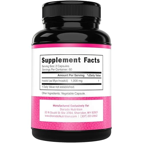 Inositol Capsules (Myo Inositol) (1000mg Per Serving 120 Capsules) Myo Inositol Supplement for Women Hormone Balance Support - Vegan Safe - Third Party Tested - Gluten Free & Made in USA (120 Count)