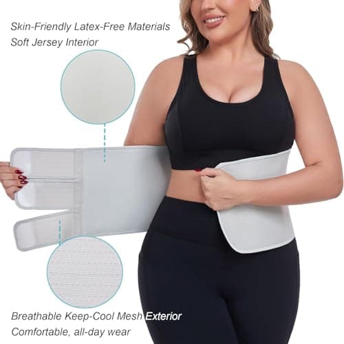 MAMODY Postpartum Belly Band abdominal Binder for Natural Delivery & C-Section, Adjustable Compression Wrap, Abdominal Support Belt (Gray, S/M)