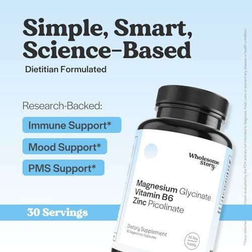 Zinc Picolinate, Magnesium Glycinate Supplements with P5P Vitamin B6 | Magnesium and Zinc Vitamin | Reproductive & Fertility Health, Hormone Balance, Immune System Support | 30 Day Supply