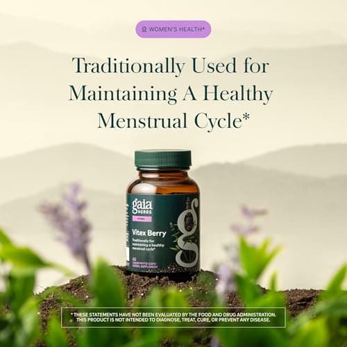 Gaia Herbs Vitex Berry - Vitex Traditionally Used to Support Hormone Balance for Women & a Healthy Menstrual Cycle* - 60 Vegan Liquid Phyto-Caps (30 Servings)