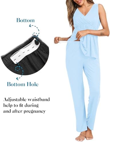 SWOMOG Maternity Nursing Robe Set 3 Piece Postpartum Breastfeeding Pajamas 3 in 1 Hospital Labor Delivery Pregnancy Pjs