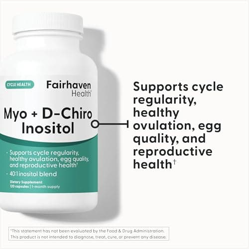 Fairhaven Health Myo-Inositol and D-Chiro Inositol for Women with PCOS | 40:1 Ratio | Inositol Supplement for Hormone and Ovarian Health | Myoinositol | Vitamin B8 | 120 Capsules