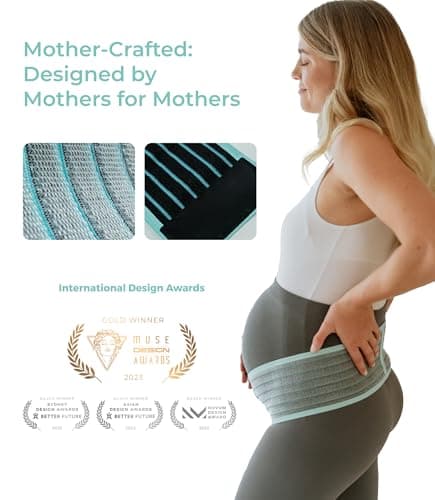 MOOIMOM Maternity Belt 2 in 1 Postpartum Belly Bands for Pregnant Women Pregnancy, Back Pain Relief, C Section Recovery, Waist Binder, Rayon Made with Bamboo Charcoal Fiber(Premium Gentle Mint, L)