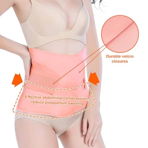 Trendyline Postpartum Essentials C-Section Belly Wrap - Postpartum Belly Band Recovery Belly Support Abdominal Binder Post Surgery Girdle Pink
