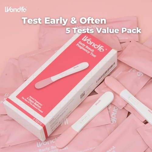 Wondfo Pregnancy Test Early Result 5 Pack - Extra Sensitive and Very Early HCG Urine Midstream Test 10 MIU - Detect 6 Days Sooner Than Your Missed Period