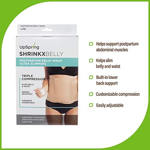 Upspring Shrinkx Belly Postpartum Belly Wrap | Post Pregnancy Belly Wrap to Support, Slim, and Smooth After Baby Black