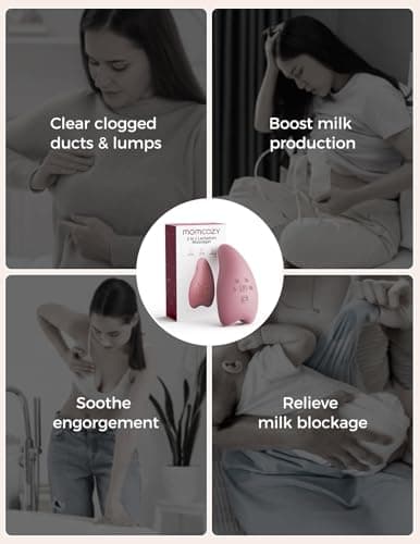 Momcozy A1Pro Lactation Massager, Deep Vibration & Rapid Heating for Clog Relief & Efficient Pumping, Breastfeeding Essentials with Memory Function & Fast Charging, for Postpartum Mom