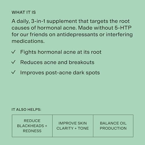 CLEARSTEM - MINDBODYSKIN Hormonal Acne Supplement (No 5-HTP) - Natural DIM Supplement - Skin Care Vitamins - Hormone Balance, Antioxidants - Gluten Free, Cruelty Free - 30 Servings, 90 Capsules
