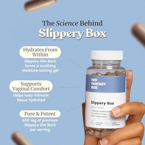Her Fantasy Box | Slippery Box | Fast-Acting Slippery Elm Capsules for Feminine Wellness & Intimate Moisture Support – 60 Vegan Capsules