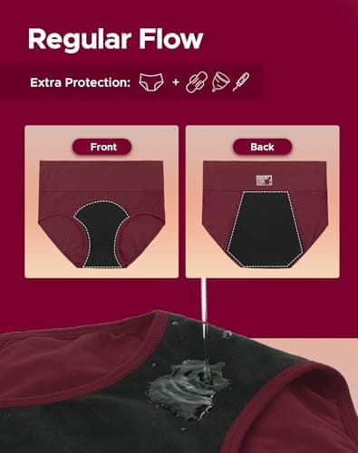 INNERSY Period Underwear for Women High Waisted Leak-Proof Postpartum Menstrual Panties 3-Pack (Dark Vintage, Large)