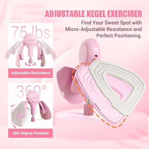 Thigh Trainer for Women, 360° Pelvic Floor Exercise Device with Resistance Band, 15-75LB Adjustable Resistance Thigh Workout Equipment for Inner Thigh Toner, Kegel Exercise, Pelvic Floor Muscle Repair
