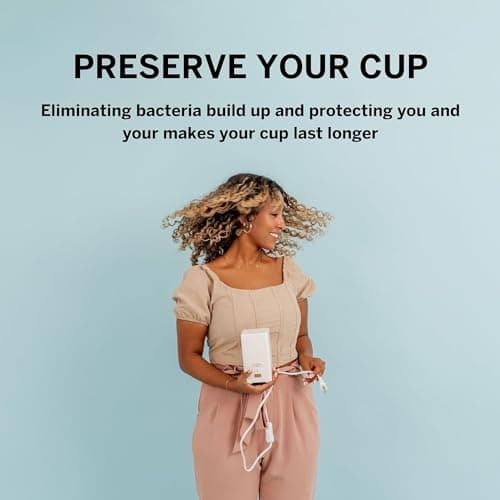 Pixie Menstrual Cups with Sterilizer - The Most Comfortable Soft Reusable Period Cup - Kills 99.9% of Germs with Clean Steam - Wash Your Cup in 3 Minutes! - Compact Sanitizer Kit for Feminine Care