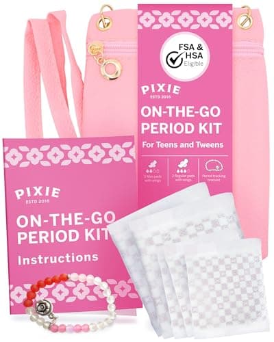 Pixie First Period Kit for Girls 9-12 Review – Organic Pads, Tracker Bracelet & Crossbody Bag
