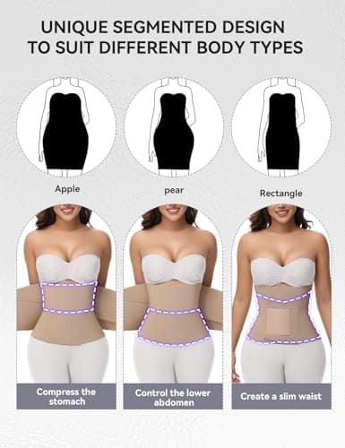 SHAPSHE Waist Trainer Belt for Women Workout Cincher Tummy Control Trimmer Corset Shapewear Segmented Postpartum Band Tan