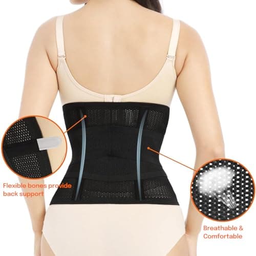 Trendyline Postpartum Belly Band,C Section Belly Binder,Abdominal Binder Post Surgery Girdle,Tummy Tuck Compression Wrap Waist Trainer (Black, Medium)