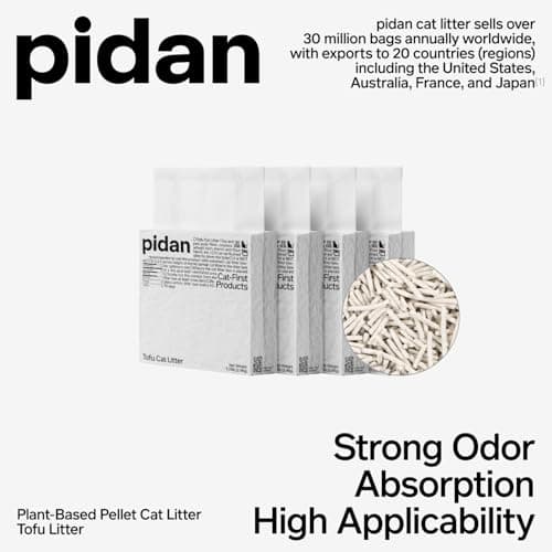 pidan Tofu Cat Litter Clumping,Flushable,Ultra Absorbent and Fast Drying, 100% Natural Ingredients Litter,Solubility in Water,Really Dust-Free,Less Scattering (5.3lb×4bags)