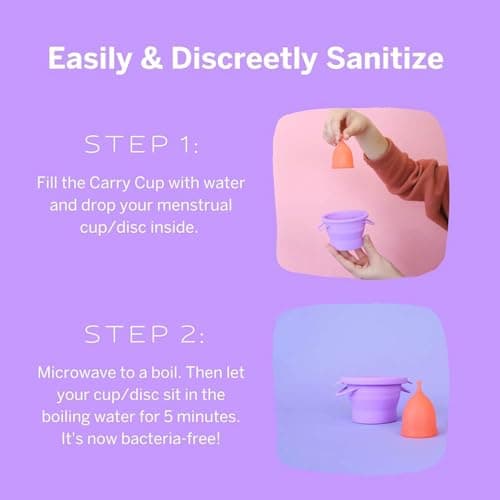 Pixie Menstrual Cup Compact Sterilizer for Feminine Care - Good for Public Restrooms, Camping or Dorms - Collapsible Cleaner Container for Your Menstrual Disc & Period Cup - Microwavable - Reusable