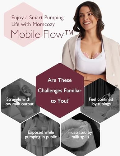 Momcozy Wearable Breast Pump, Hands Free Upgraded Mobile Flow | M9, App Discreet Control with Personalized Multi-Modes & 15 Levels, Wearable Breast Pump 24mm, 2 Pack Cozy Red