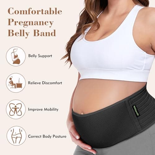 ChongErfei Pregnancy Belly Band Maternity Belt Back Support Abdominal Binder Back Brace - Relieve Back, Pelvic, Hip Pain for Pregnancy Recovery(Black,One Size)
