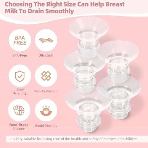 Flange Insert 13/15/17/19/21mm 10PCS Compatible with Momcozy S12 Pro/S9 Pro/S12/S9/Medela/Spectra etc Wearable Breast Pump 24mm Flange/Shield, Reduce 24mm Tunnel Down to Correct Size