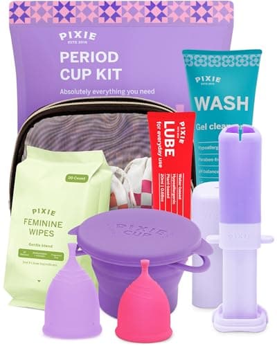 Pixie Menstrual Cup Kit - Best Period Cup Starter Kit for Feminine Care - Proven to Be What You Need to Become A Successful Cup User - 100% Medical-Grade Silicone - Tampon Alternative
