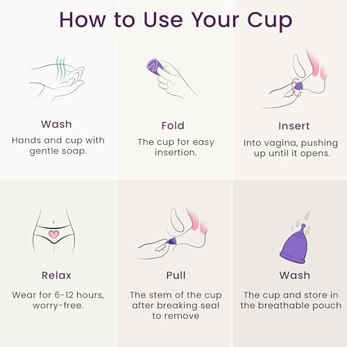 EcoBlossom Reusable Menstrual Cup Set - The Most Reliable Medical Grade Silicone Period Cups - Comfortably use for 12 Hours (Small & Large)