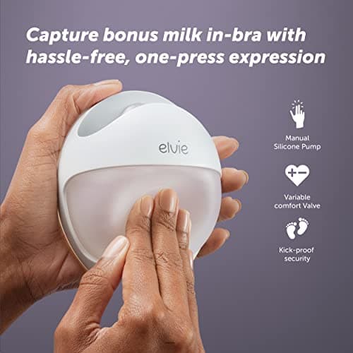 Elvie Curve - Manual Wearable Breast Pump - Hands-Free, Kick-Proof, Portable Silicone Pump that Can Be Worn in-Bra for Gentle, Natural Milk Expression - Breast Feeding Essentials