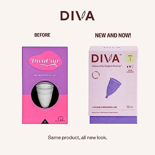 DIVA Cup & Shaker - Medical Grade Silicone Cup for Period Care - Reusable Menstrual Cup with Shaker for On-The-Go Cleansing - Wear Up to 12 Hours - Model 1 (for Medium to Heavy Flow)
