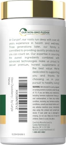 Carlyle Vitex Chasteberry Supplement | 150 Capsules | Vitex Agnus-Castus Fruit for Women | Non-GMO, Gluten Free