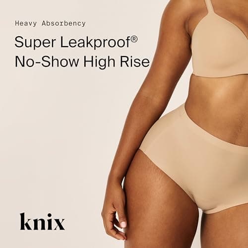 KNIX Super Leakproof High Rise Underwear - Period Underwear for Women - Machine Washable, Reusable - Warm Sand, Large (1 Pack)