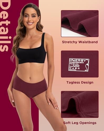INNERSY Period Underwear for Women High Waisted Leak-Proof Postpartum Menstrual Panties 3-Pack (Dark Vintage, Large)