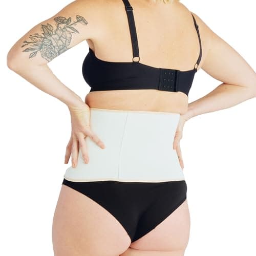 Belly Bandit BFF Postpartum Belly Wrap - Adjustable Abdominal Wrap for Post Pregnancy Recovery - Corset-Inspired Design for Waist, Core, & Back Support for C-Section or Natural Birth, X-Small Cream