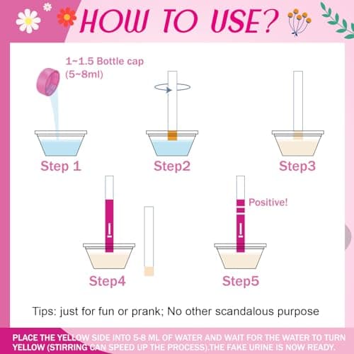 Skylety 3 Pcs Prank False Positive Pregnancy Solution Fake Any Pregnancy Test to Be Positive Including 3 Small Urine Cups(Classical Style)