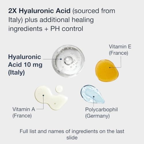 Neycher 10 MG Hyaluronic Acid 10 Inserts for Women with Vitamin E, Vitamin A. Formulated in USA. Made in Italy. Long Lasting Ultra moisturizing for Dryness from hormonal Changes and Menopause