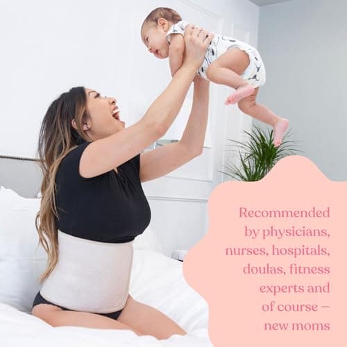 Belly Bandit Original Postpartum Belly Wrap - Adjustable Compression Abdominal Binder for Recovery - Supports Core, Waist, Back After Childbirth - Eases Discomfort, Promotes Movement - Nude, Small