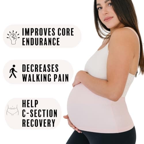 LoveSteady ProBump Maternity Support Belly Band – Breathable, Pregnancy Belly Band for Back, Hip & Pelvic Pain – Postpartum Belly Wrap for C-Section & Natural Birth Recovery – Stay Active & Comfortable, Beige - Medium