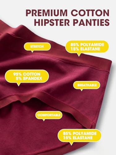 Cuweni Women's Cotton Underwear Full Coverage Soft Briefs Stretch Comfortable Low Rise Breathable Ladies Hipster Panties 6 Pack (US, Alpha, Medium, Regular, Regular, 6 color packs)