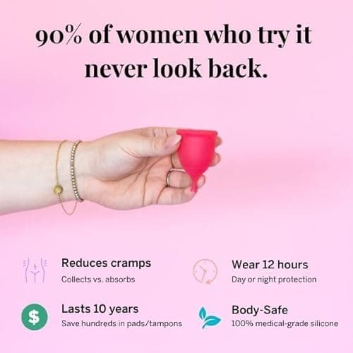 Pixie Cup - Soft, Safe, Reusable Menstrual Cup - Ranked 1 for The Best Tampon Alternative - 100% Medical-Grade Silicone Period Cup for Feminine Care - Buy One We Give One (Pink, Large)