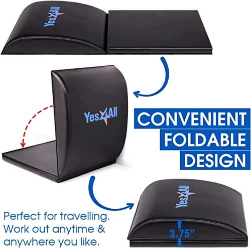 Yes4All Abdominal Exercise Pads, Foldable Ab Workout Equipment for Home Gym Core Training & Back Stretching, Sit Up Mat for Floor Exercises with Tailbone, Black