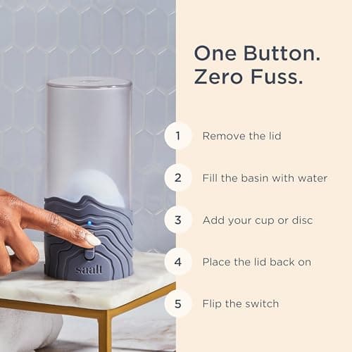 Saalt Menstrual Cup Steamer - Period Cup & Disc Sanitizer - Hands-Free Steam Sanitizer- No-Boil Design with Removable Power Cord - Compact & Portable - Blue Dusk
