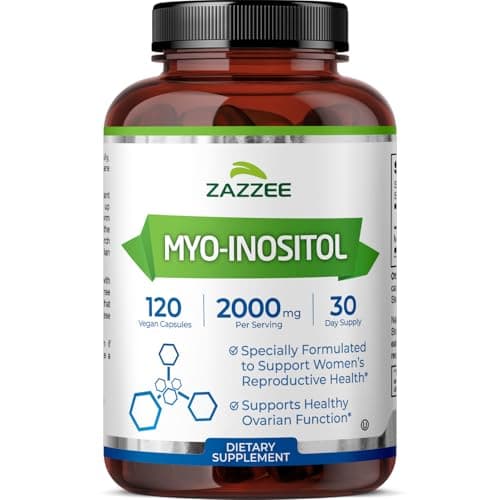 Zazzee Myo-Inositol Capsules, 2000 mg per Serving, 120 Vegan Capsules, Ideal Dosage for 40:1 Ratio, Certified Kosher, Hormone Balance & Healthy Ovarian Function Support, Non-GMO, Made in the USA