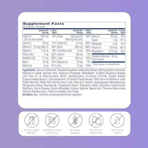 One A Day Women's Menopause Multivitamin with Vitamin A, Vitamin C, Vitamin D, Vitamin E and Zinc for Immune Health Support, Bone health, 50 Count (Packaging May Vary)