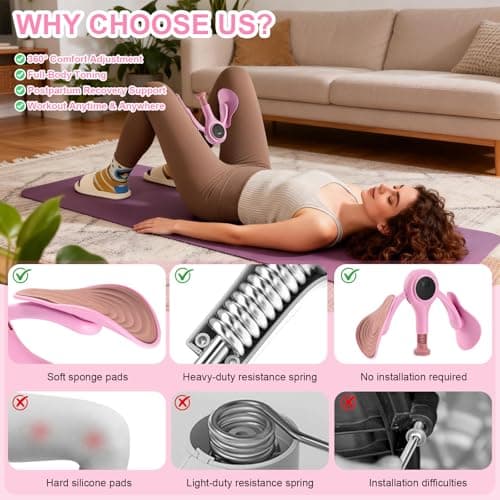 Thigh Trainer for Women, 0-70LB Adjustable Resistance Inner Thigh Exerciser with LED Display, Pelvic Floor Muscle Repair Devices with Resistance Band, Kegel Workout Equipment for Shaping at Home