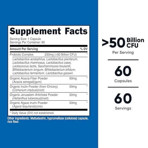 Nutricost Probiotic Complex - 50 Billion CFU, 60 Capsules - Probiotic for Men and Women - Vegetarian Capsules, Non-GMO, Gluten Free