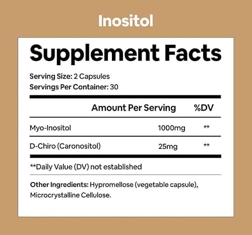 Black Girl Vitamins Inositol Supplement, 2000mg Myo + 50mg D-Chiro, Vegan Capsules to Support Hormone Balance, Healthy Ovarian & Menstrual Wellness, 60 Count