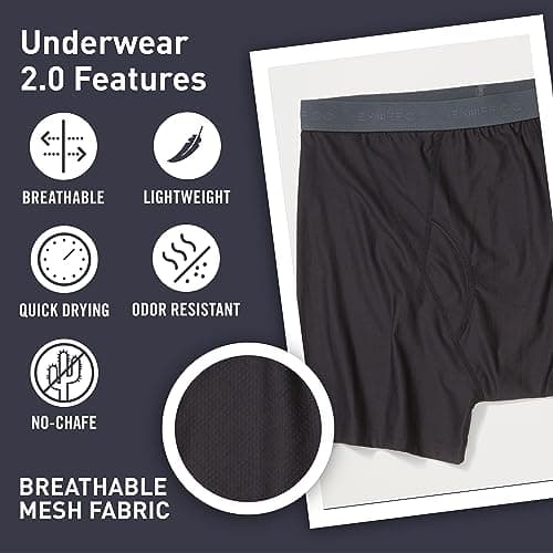 ExOfficio Men's Give-N-Go 2.0 Boxer Brief 6" - Cool and Breathable Underwear for Active Men - Pack of 2, Black, Large